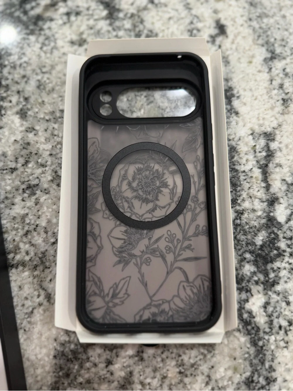 Black Floral Protective Phone Case for Google Pixel 10 Pro Xl